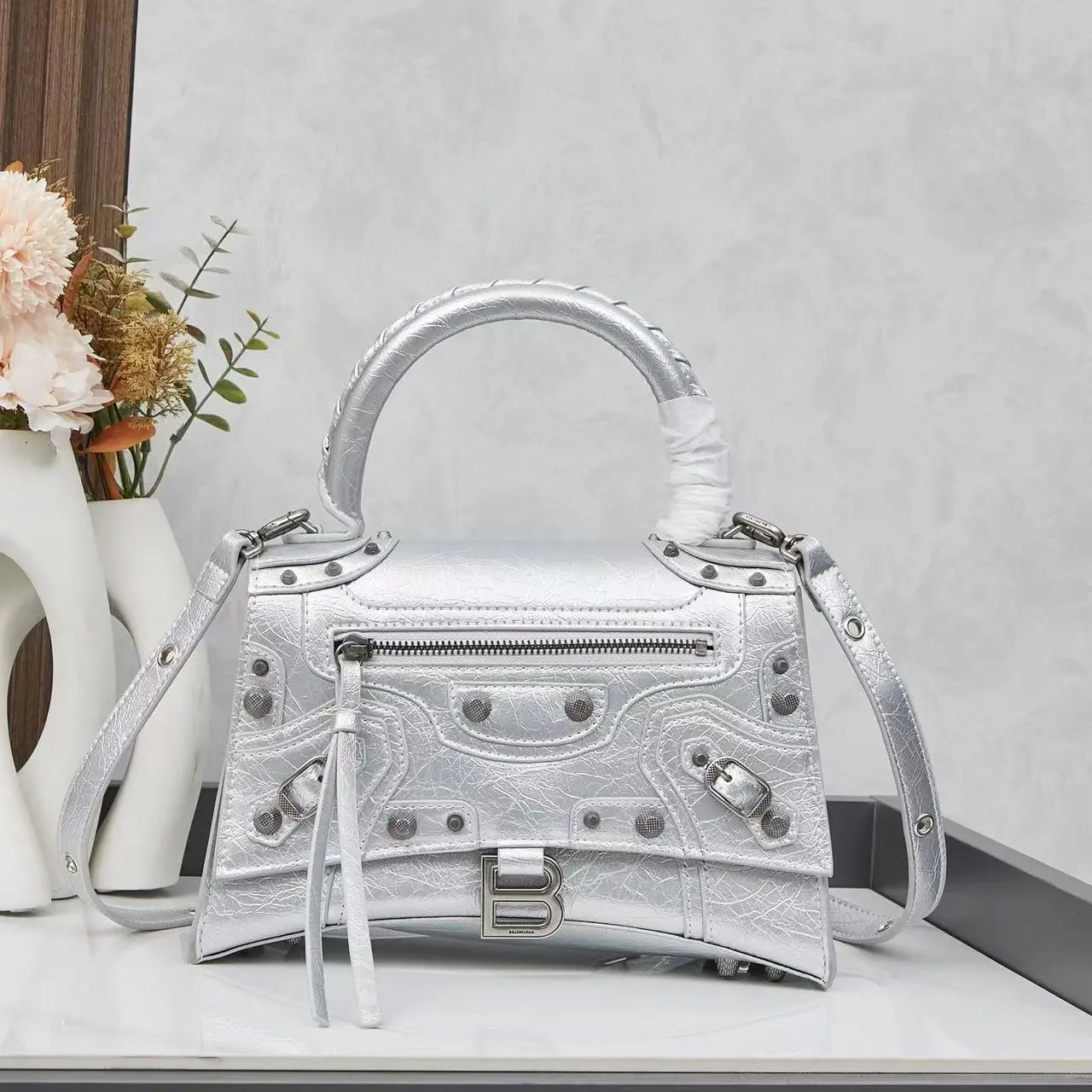 Balenciaga Le Cagole Mini White Leather Handbag - 2