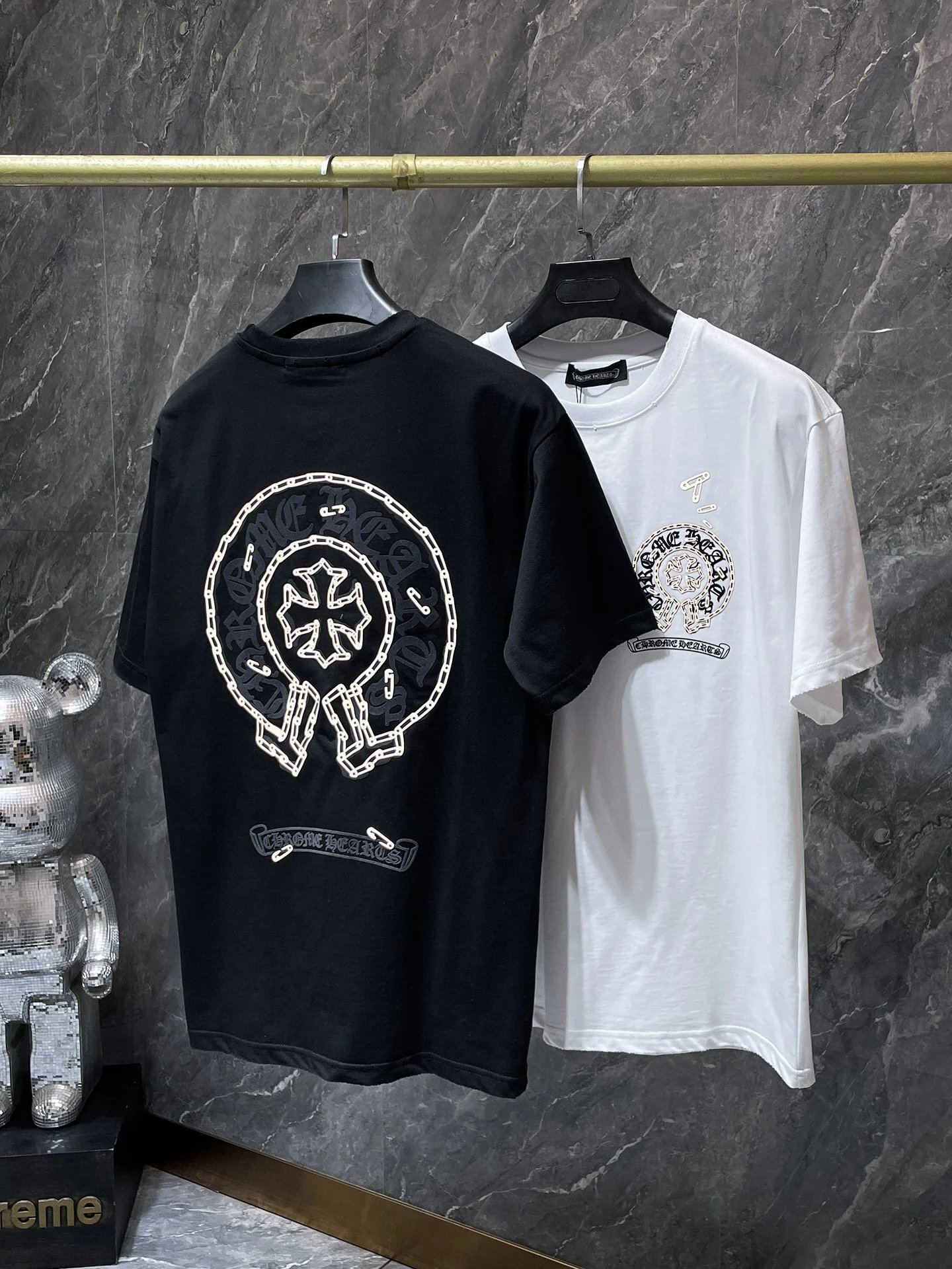 Chrome Hearts Cross Banner Pink Black T-Shirt - 15