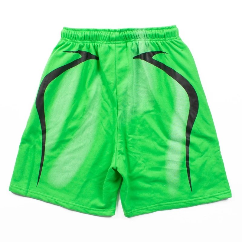 Hellstar Graphic Print Neon Green Drawstring Shorts - 10