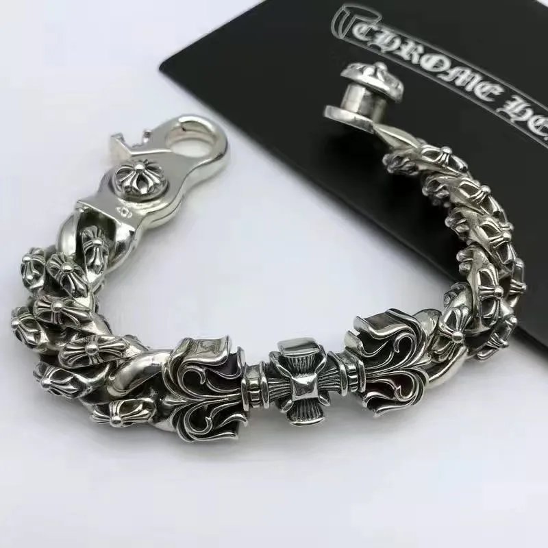 Chrome Hearts Half Flower Chain Silver Bracelet Jewelry - 8