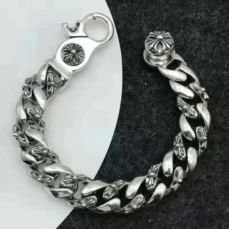 Chrome Hearts Half Flower Chain Silver Bracelet Jewelry - 11