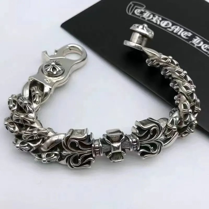 Chrome Hearts Half Flower Chain Silver Bracelet Jewelry - 23