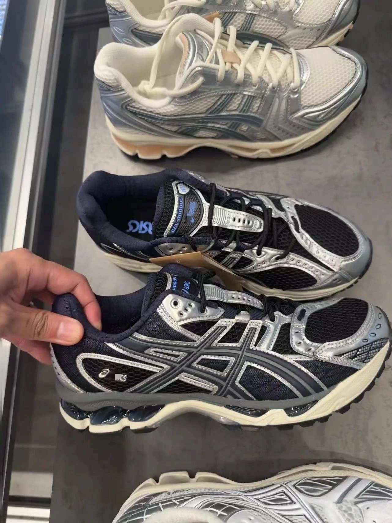 Asics Gel-Nimbus 14 Silver Beige Running Shoes - 7