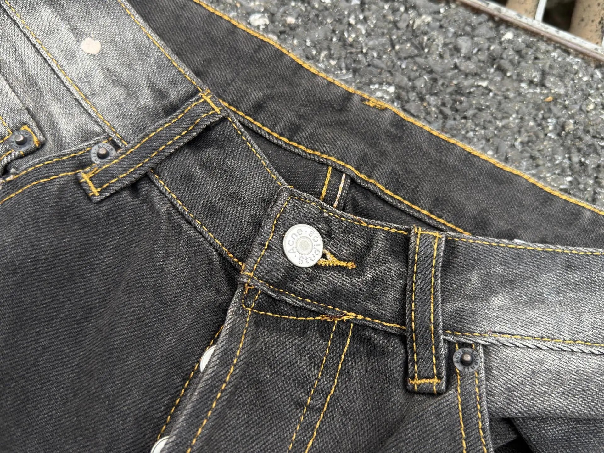 Acne Studios Wide-Leg Distressed Denim Jeans Blue - 23