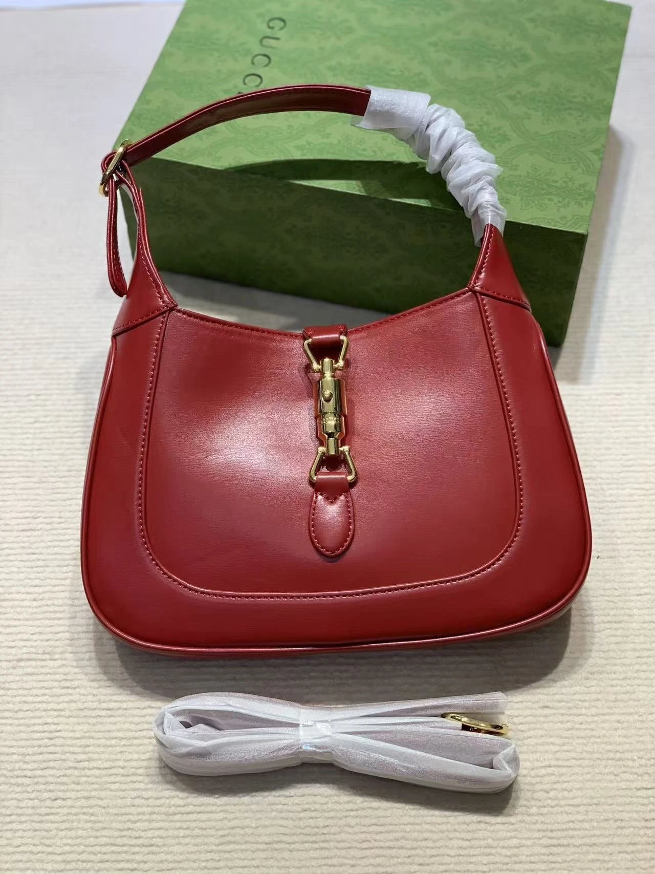 Gucci Jackie 1961 Denim GG Marmont Hobo Bag Navy Brown - 3