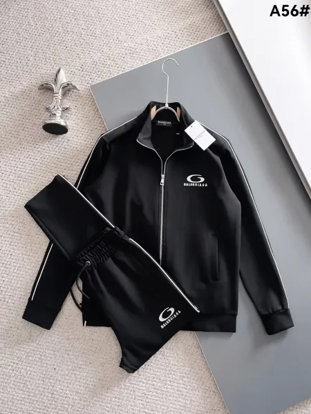 Balenciaga Logo Track Jacket and Pants Set Black Tracksuit - 1