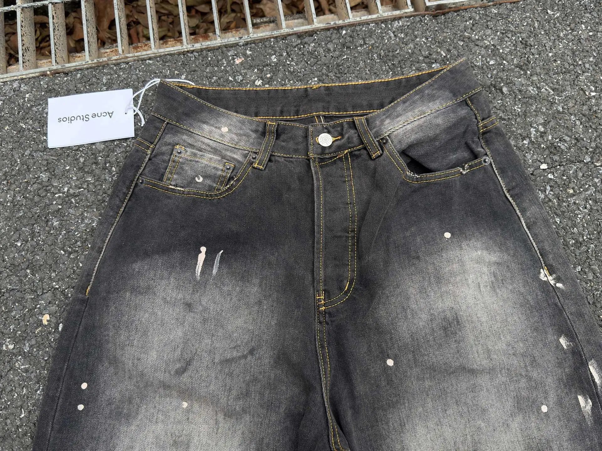 Acne Studios Wide-Leg Distressed Denim Jeans Blue - 25