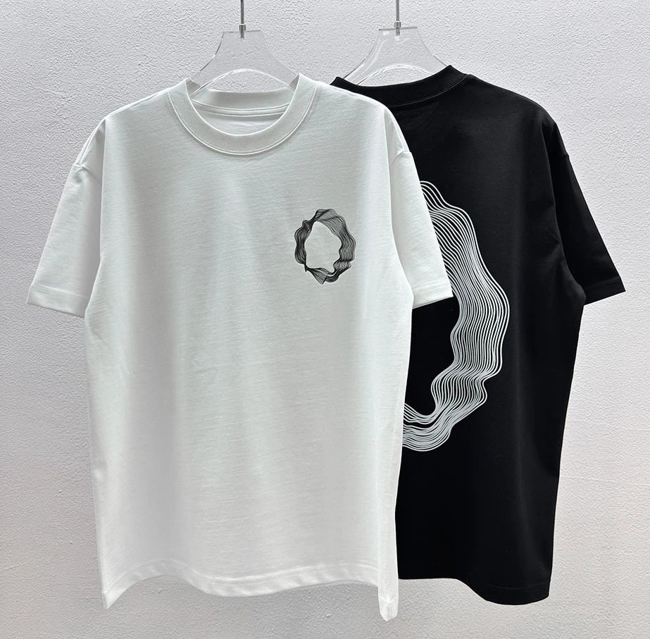Design Abstract Line Art T-Shirt White and Black - 25