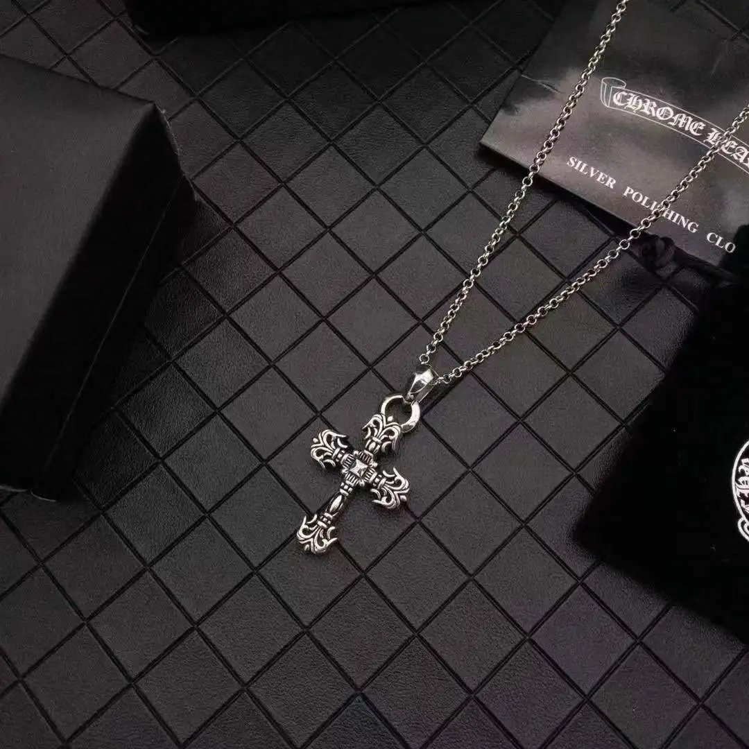 Chrome Hearts Ornate Cross Pendant Necklace Silver Jewelry - 5