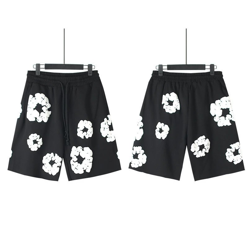 Design Floral Print Purple Drawstring Shorts - 3