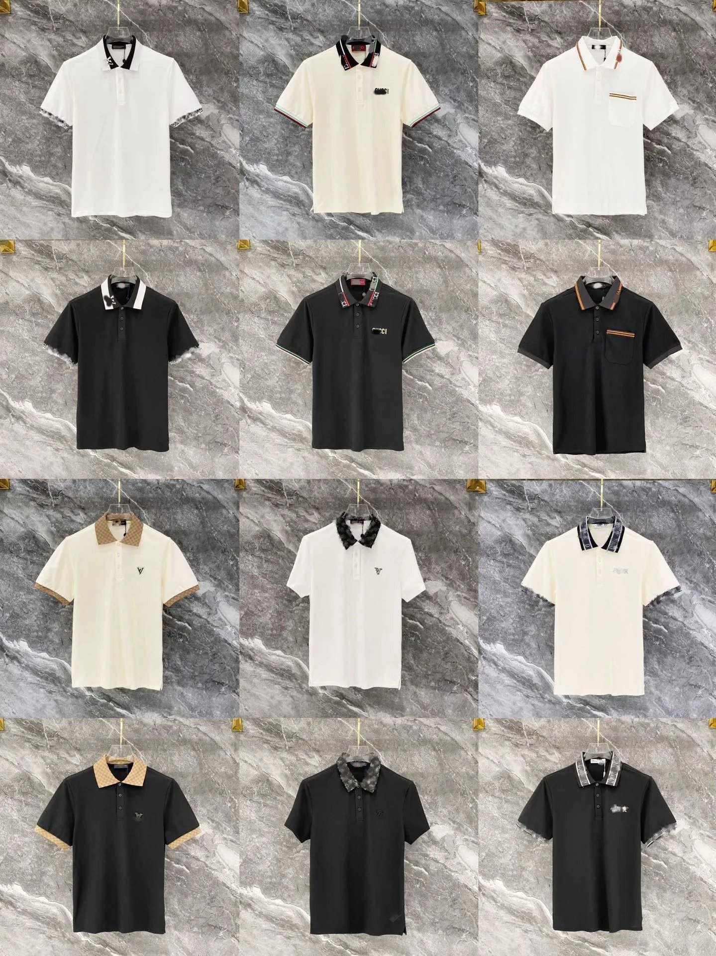 Off-White Polo Shirt White with Black Contrast Collar and Tape Detail Tops Polo - 5