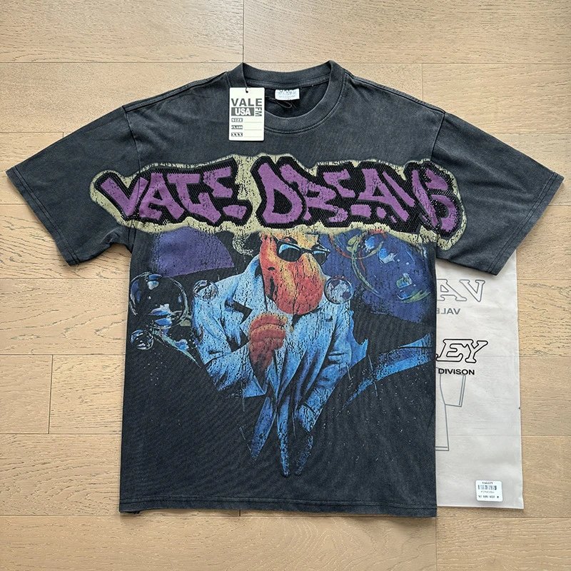 Design Vale USA Dreams Against The World Valley Graphic T-Shirt Black T-Shirts - 8