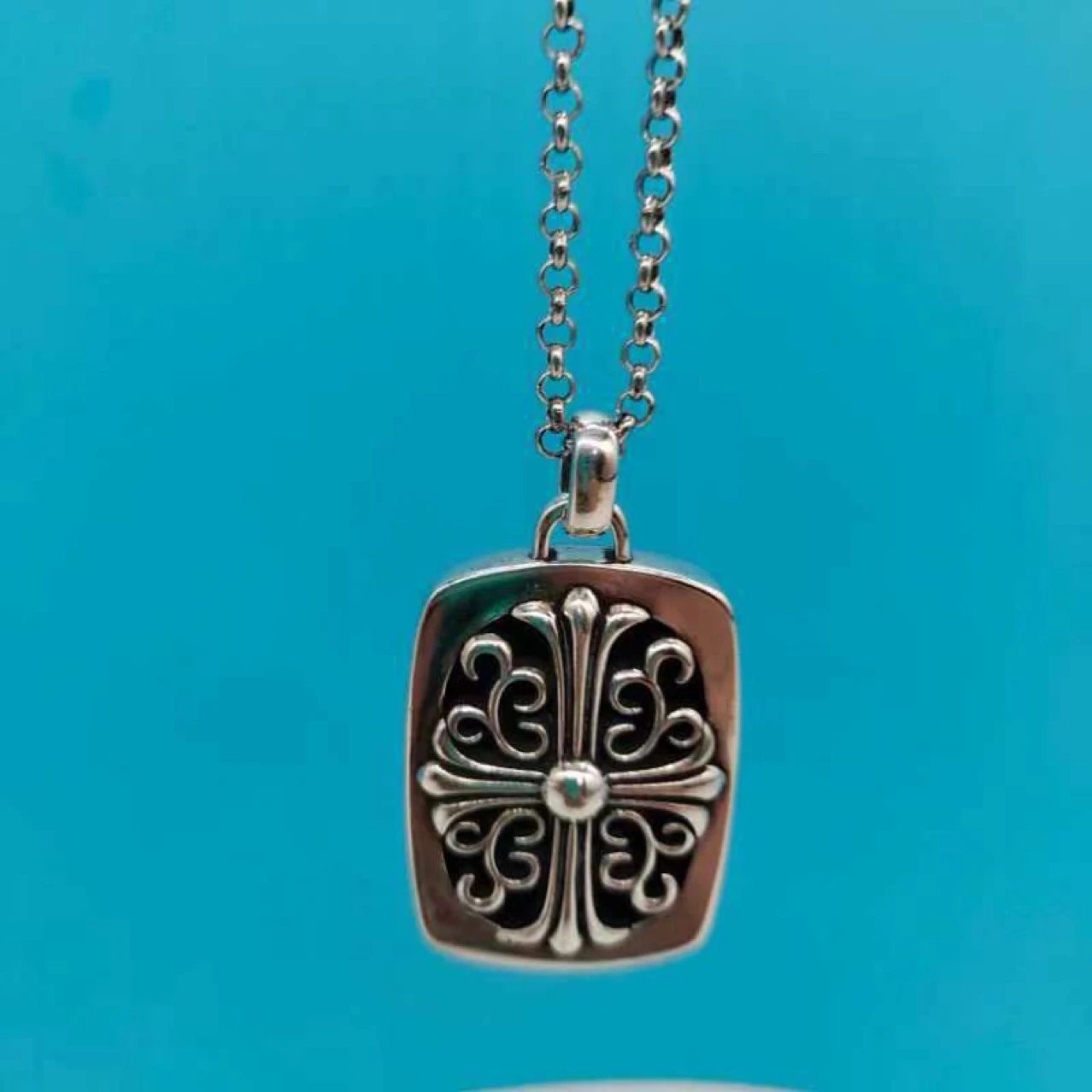 Design Dog Tag Pendant Necklace Silver Black Jewelry - 3