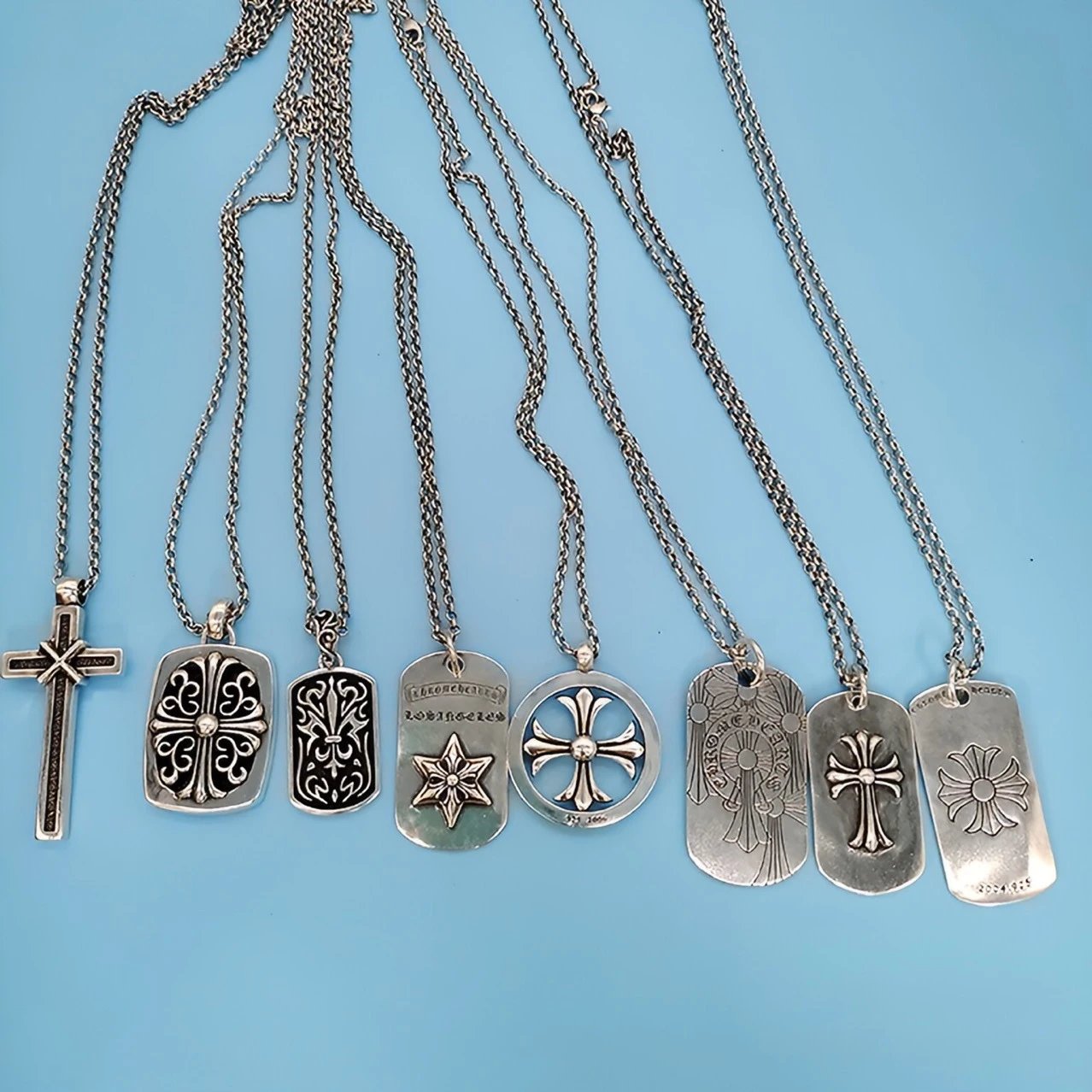 Design Dog Tag Pendant Necklace Silver Black Jewelry - 6