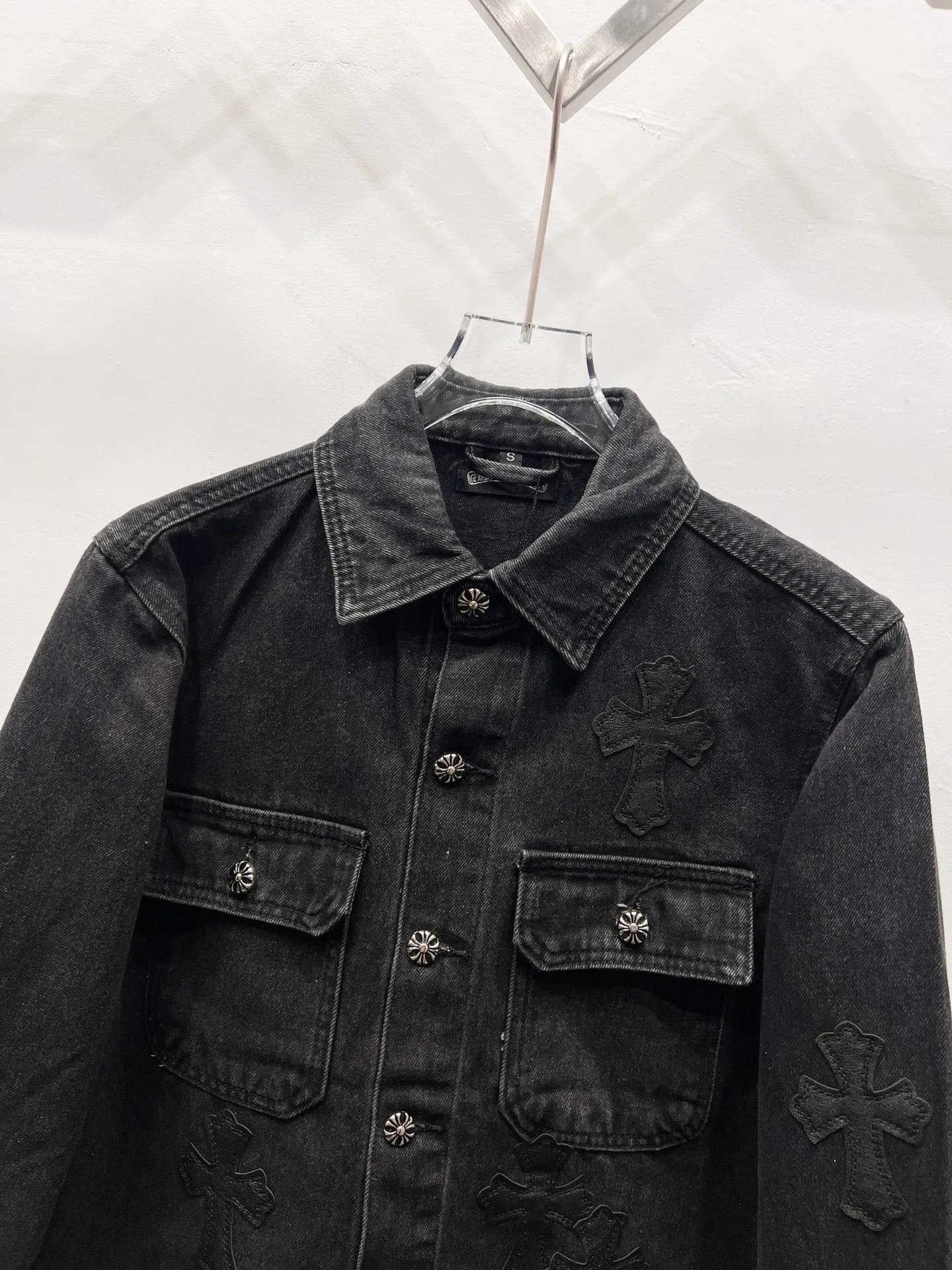 Chrome Hearts Cross-Embroidered Beige Denim Jacket - 3