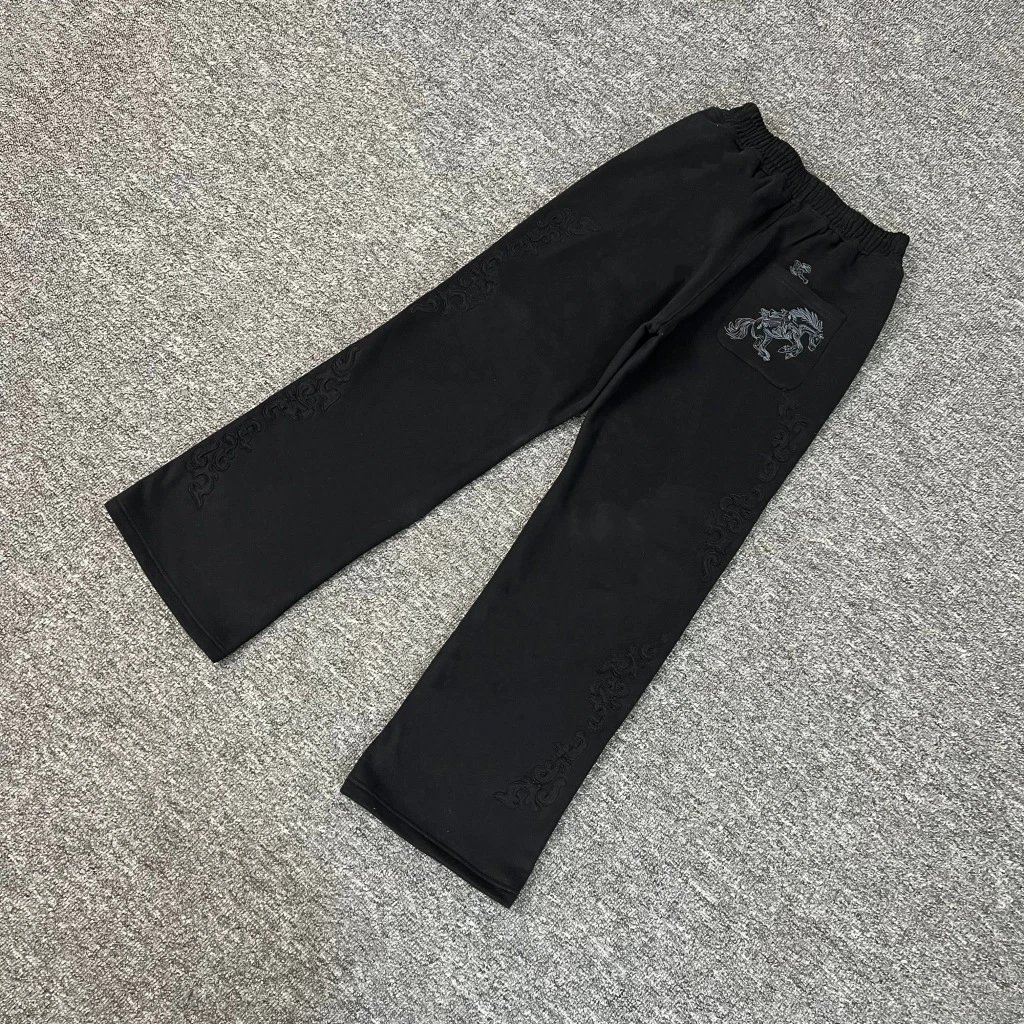 Design Embroidered Black Hoodie and Sweatpants Set - 27
