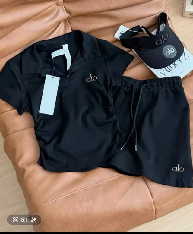 Alo Matching Sets Ruched Polo Top and Drawstring Skort Set product detail image 6