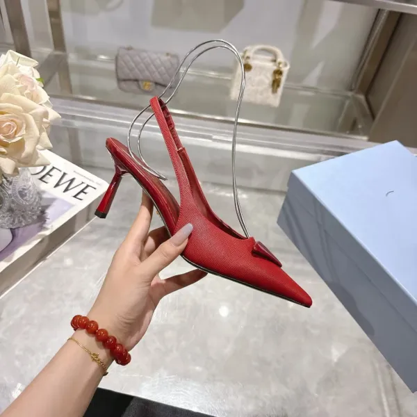 Design Red Slingback Stiletto Heel with Metal Wire Detail Stilettos - 1