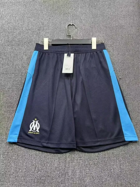 Olympique de Marseille Training Shorts Navy Blue with Sky Blue Stripes - 1