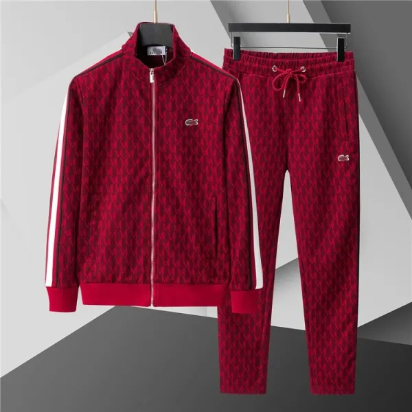 Lacoste Tracksuit Set Burgundy Diamond Pattern Tracksuit - 1