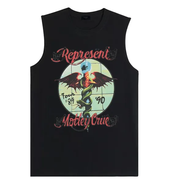 Represent x Motley Crue Tour '89-'90 Sleeveless Vest Top Black - 1