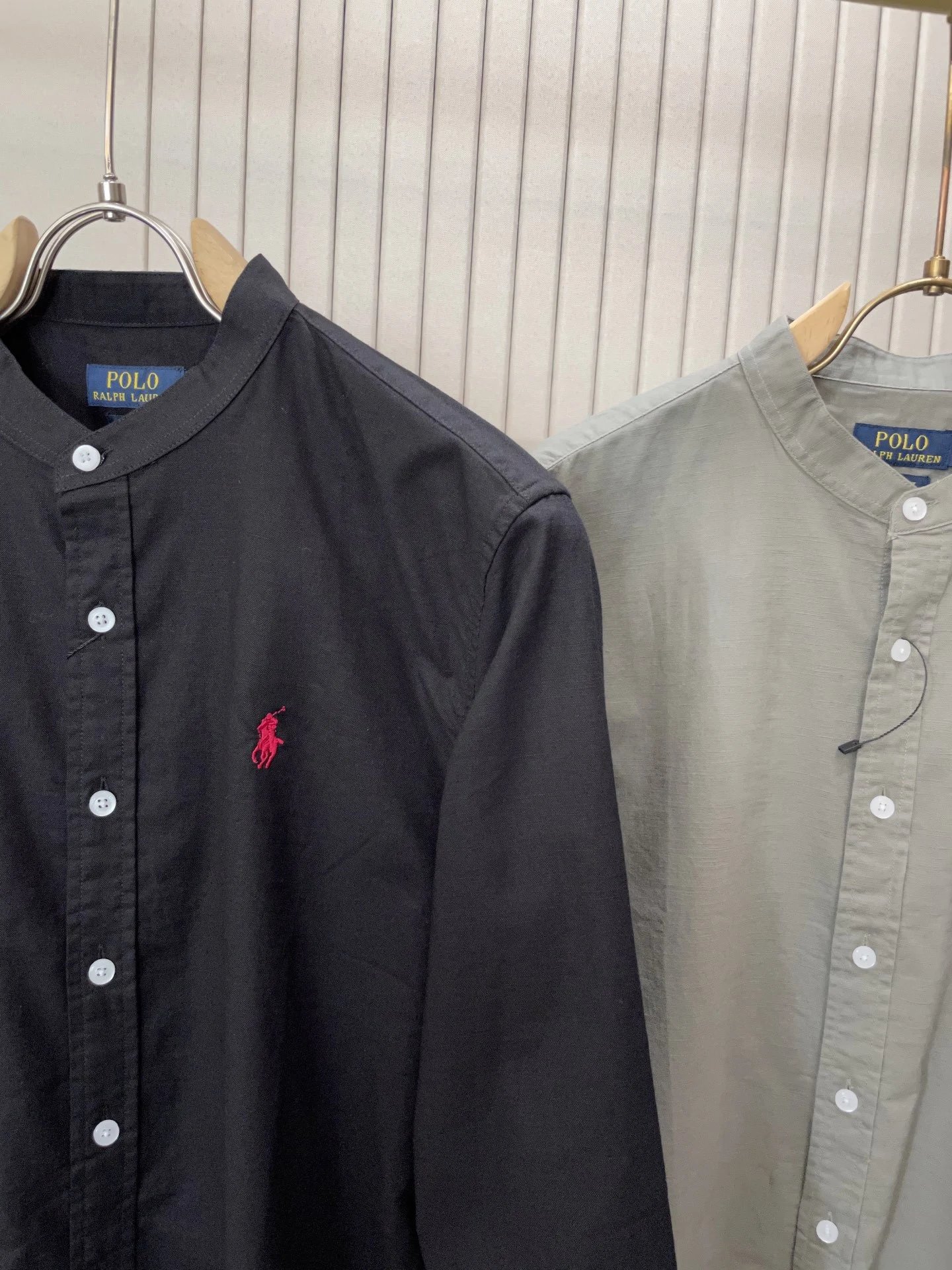 Polo Ralph Lauren Mandarin Collar Shirt Navy Blue - 5