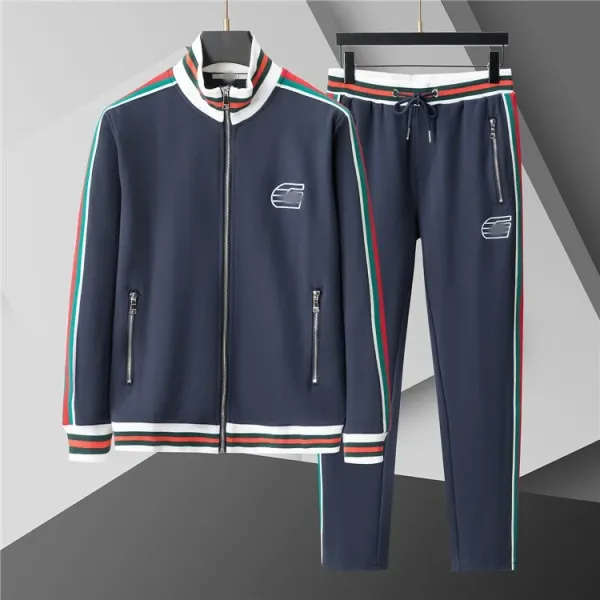 Design Track Suit Navy with Red-Green-White Stripes Tracksuit - 1