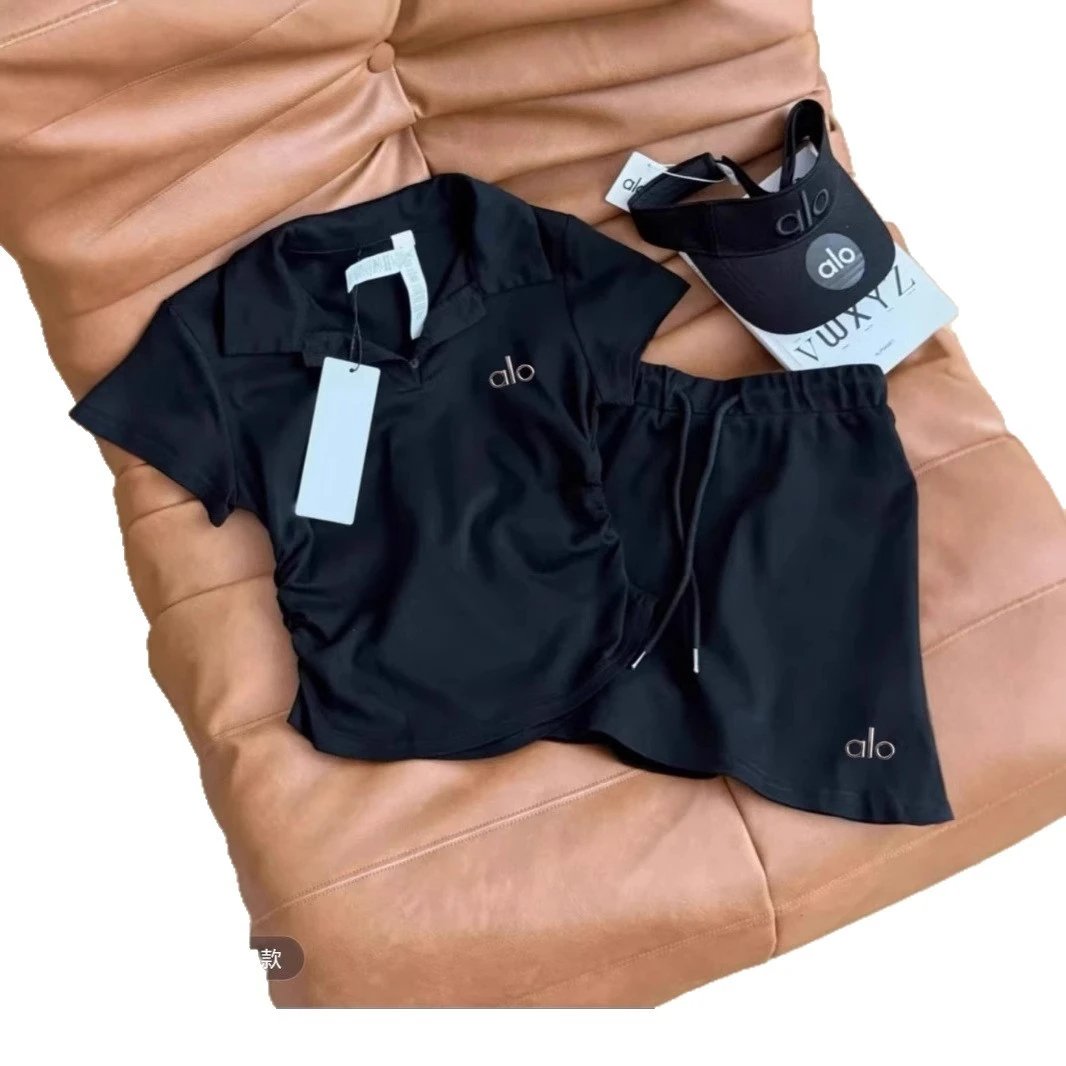Alo Matching Sets Ruched Polo Top and Drawstring Skort Set image 5
