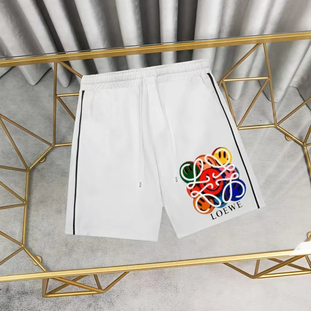 Loewe Logo Patch White Shorts with Black Stripe - 4