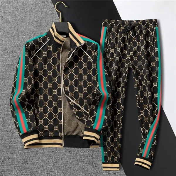 Gucci GG Monogram Track Suit Black Green Red Tracksuit - 1