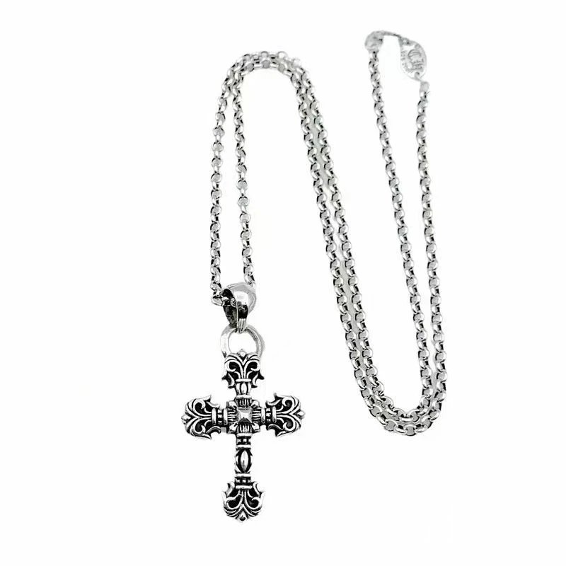 Chrome Hearts Ornate Cross Pendant Necklace Silver Jewelry - 6