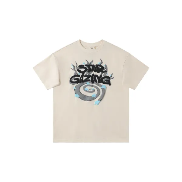 Broken Planet Star Gazing Graphic T-Shirt Beige - 1
