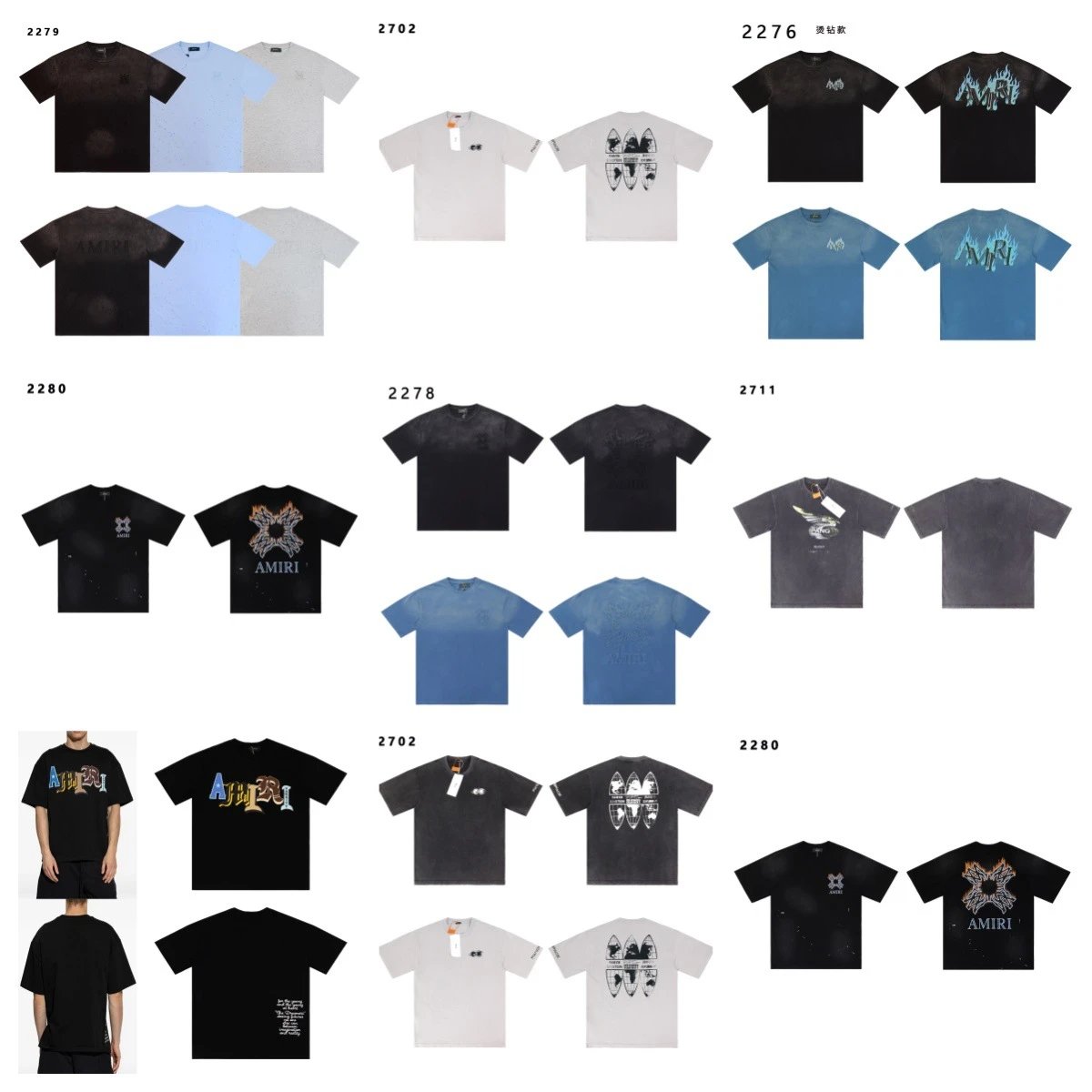Amiri Flame Logo T-Shirt Blue - 3