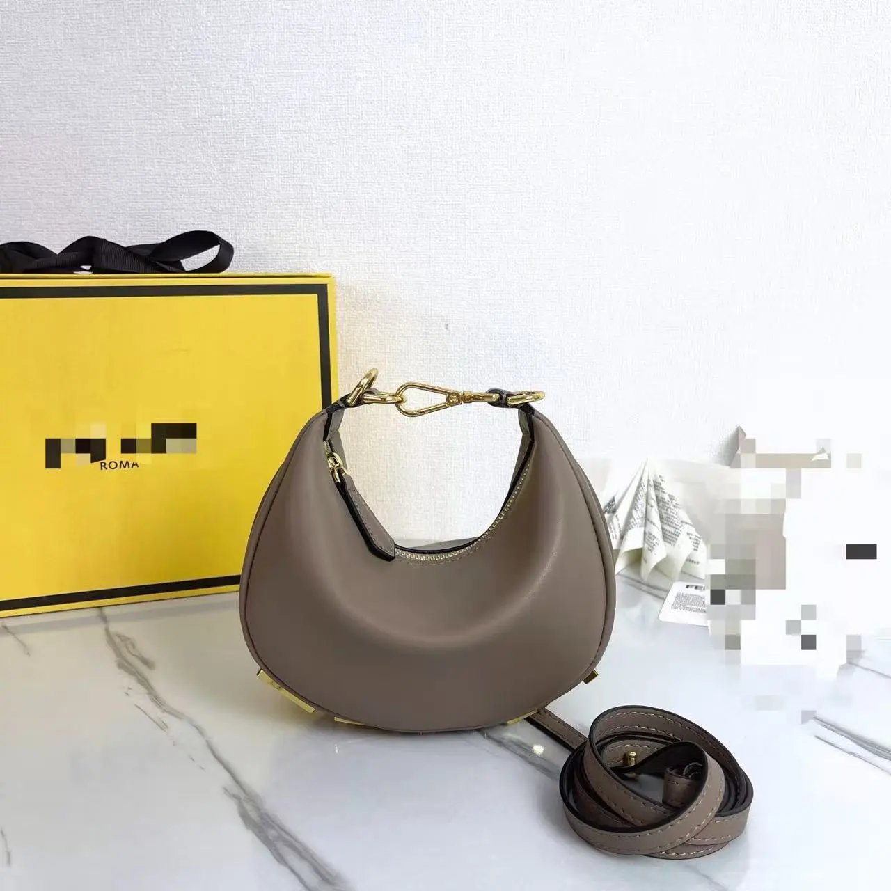 Fendi Moon Bag Gold Metallic Leather Shoulder Bag - 8