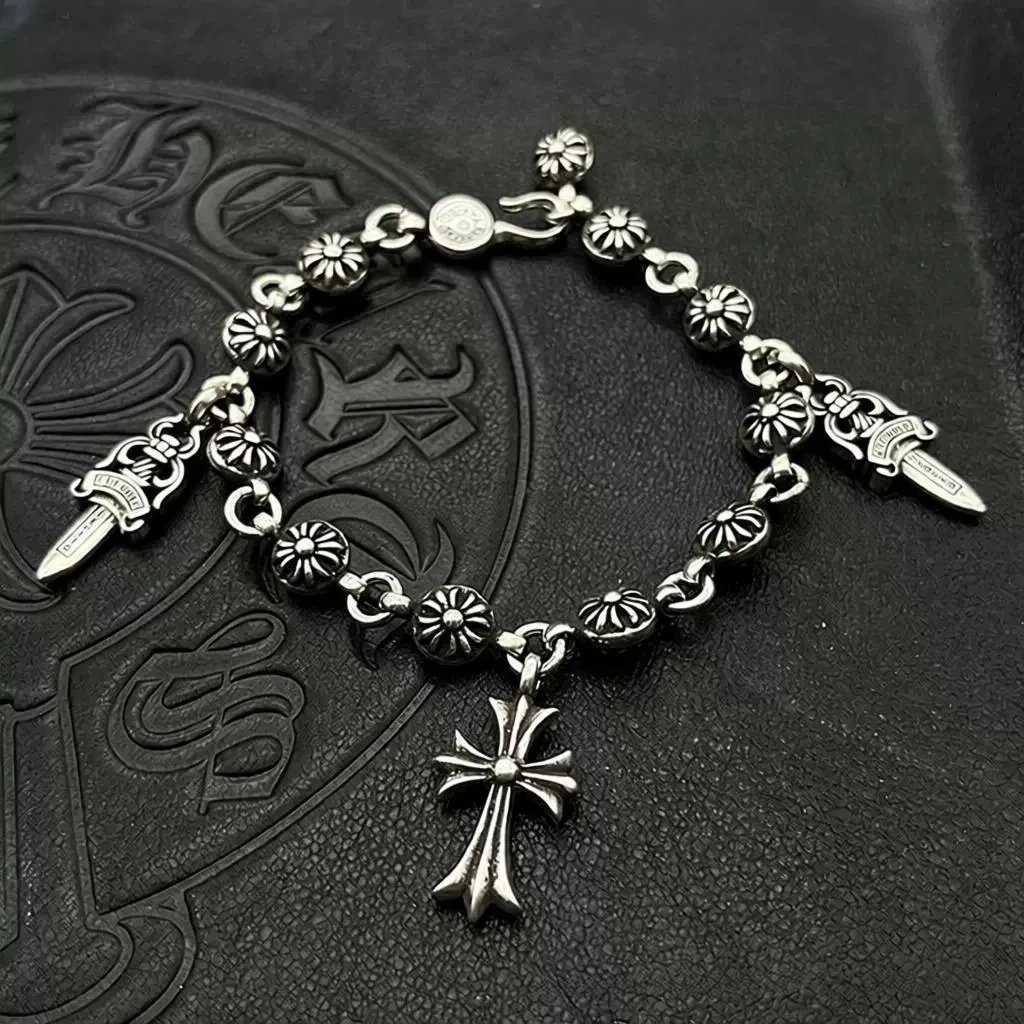 Cross flower ball bracelet+three pendants