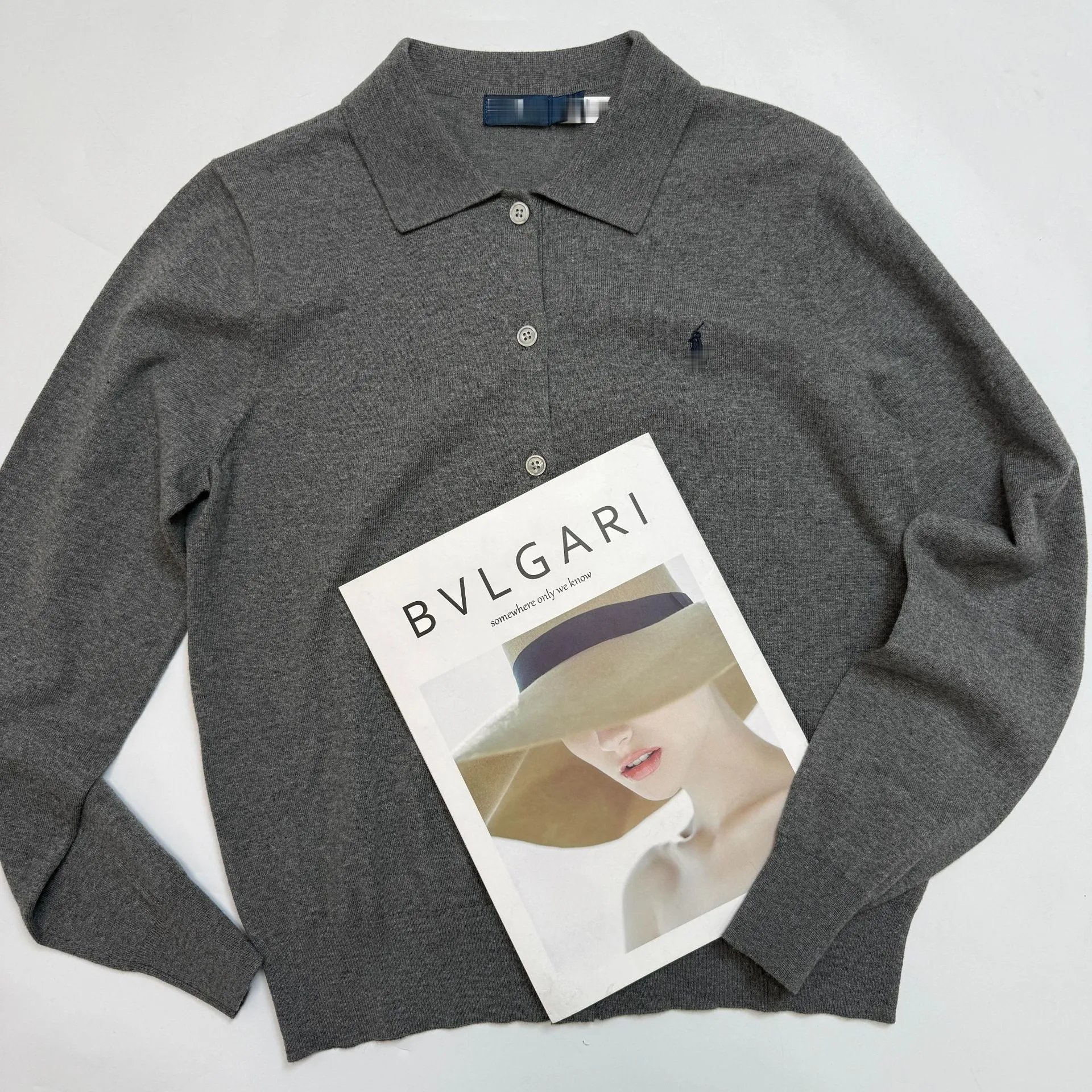 Polo Ralph Lauren Knit Polo Cardigan Gray Sweater - 19
