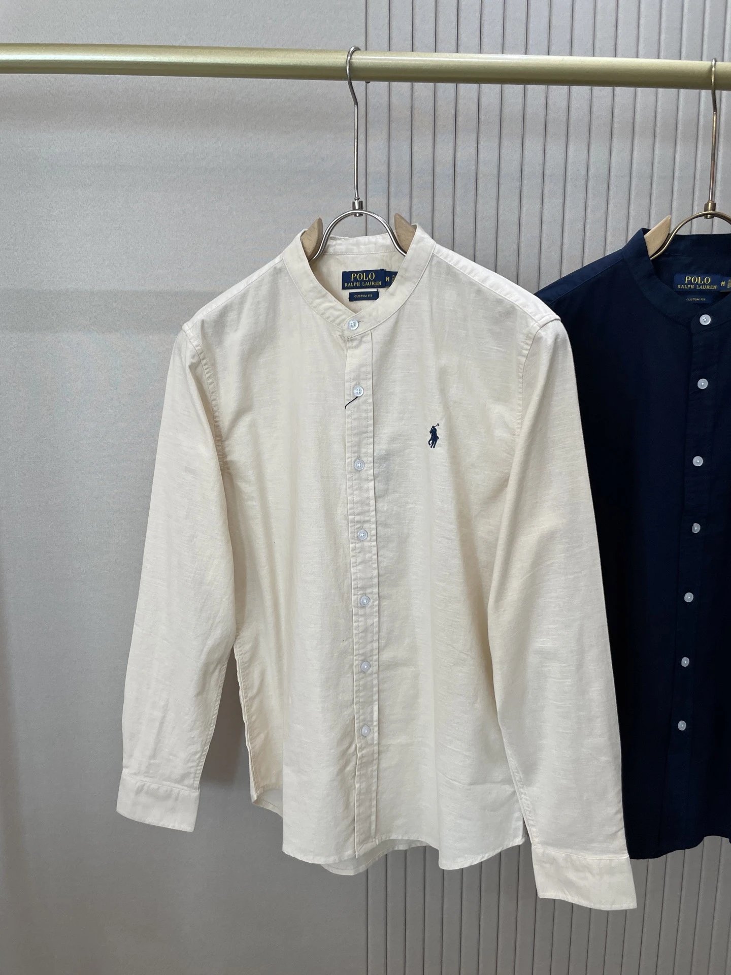 Polo Ralph Lauren Mandarin Collar Shirt Navy Blue - 16