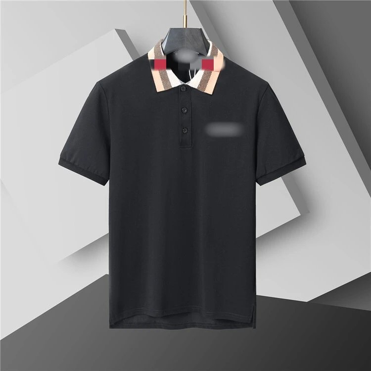 Unbranded Short-sleeve polo shirts with assorted logo and stripe designs — 438 Black