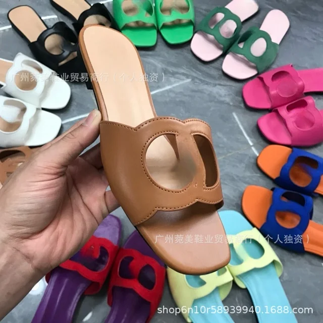 Unbranded Slippers Square-Toe Cutout Vamp Flat Slide product detail image 4
