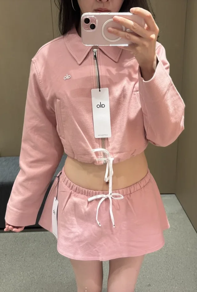 Alo Matching Sets Cropped zip-up jacket and drawstring mini skirt set product detail image 17