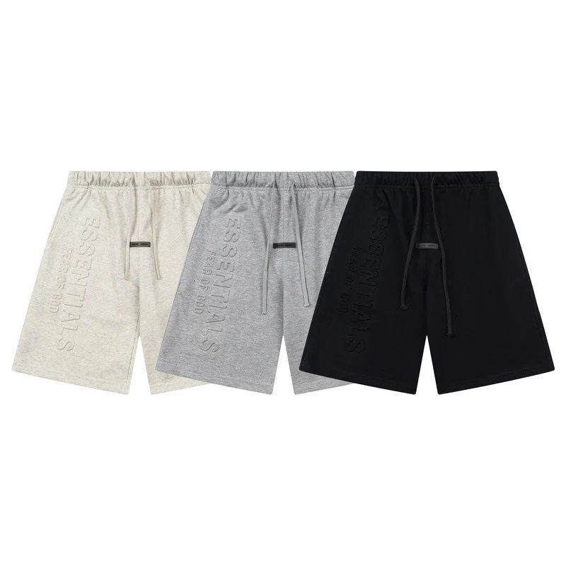Fear of God Essentials Embossed Logo Heather Gray T-Shirt and Shorts Set - 4