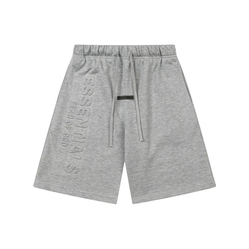 Fear of God Essentials Embossed Logo Heather Gray T-Shirt and Shorts Set - 13