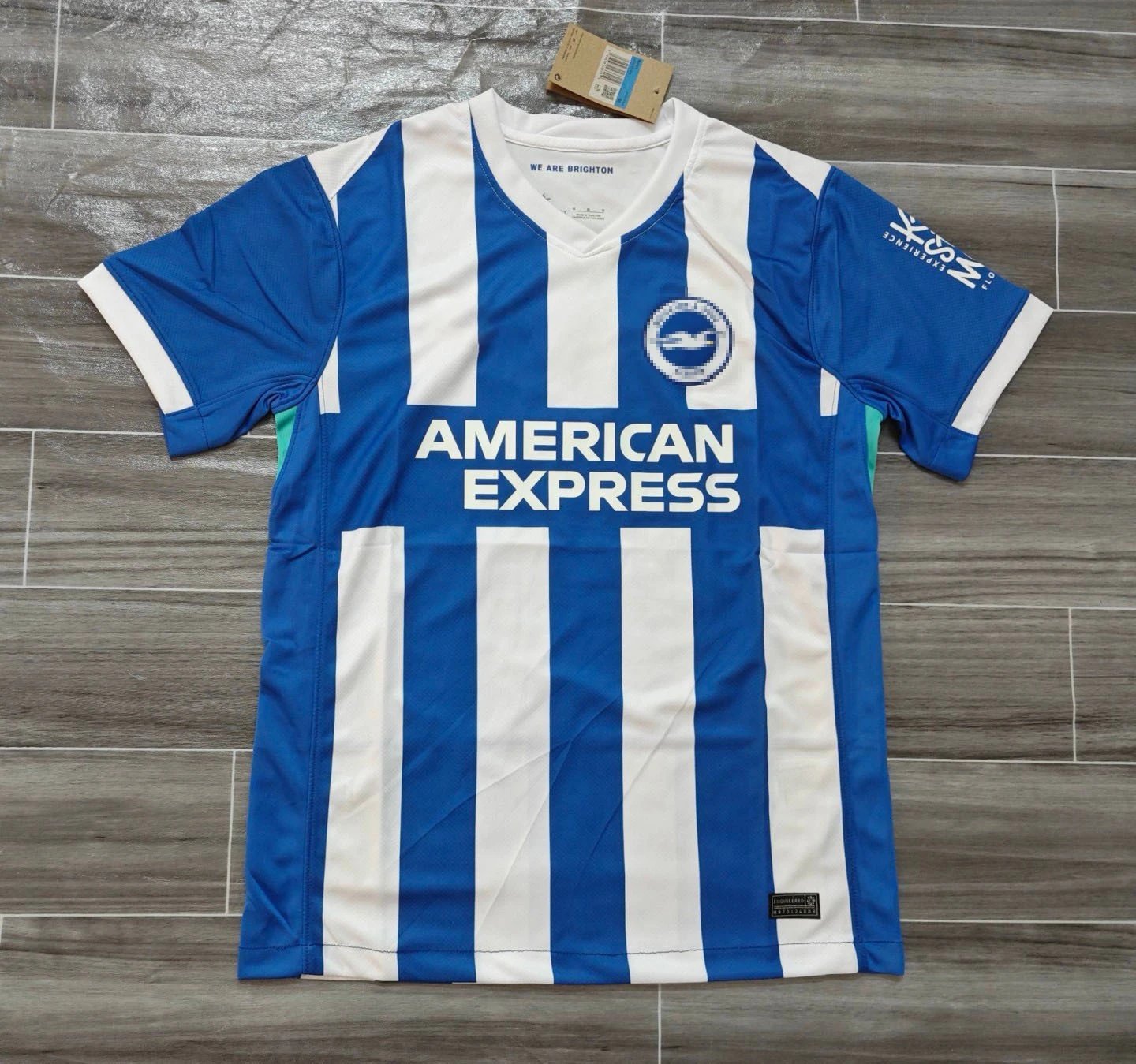Macron Brighton & Hove Albion FC 2023-24 Away Jersey White and Lavender Stripe Jersey - 22