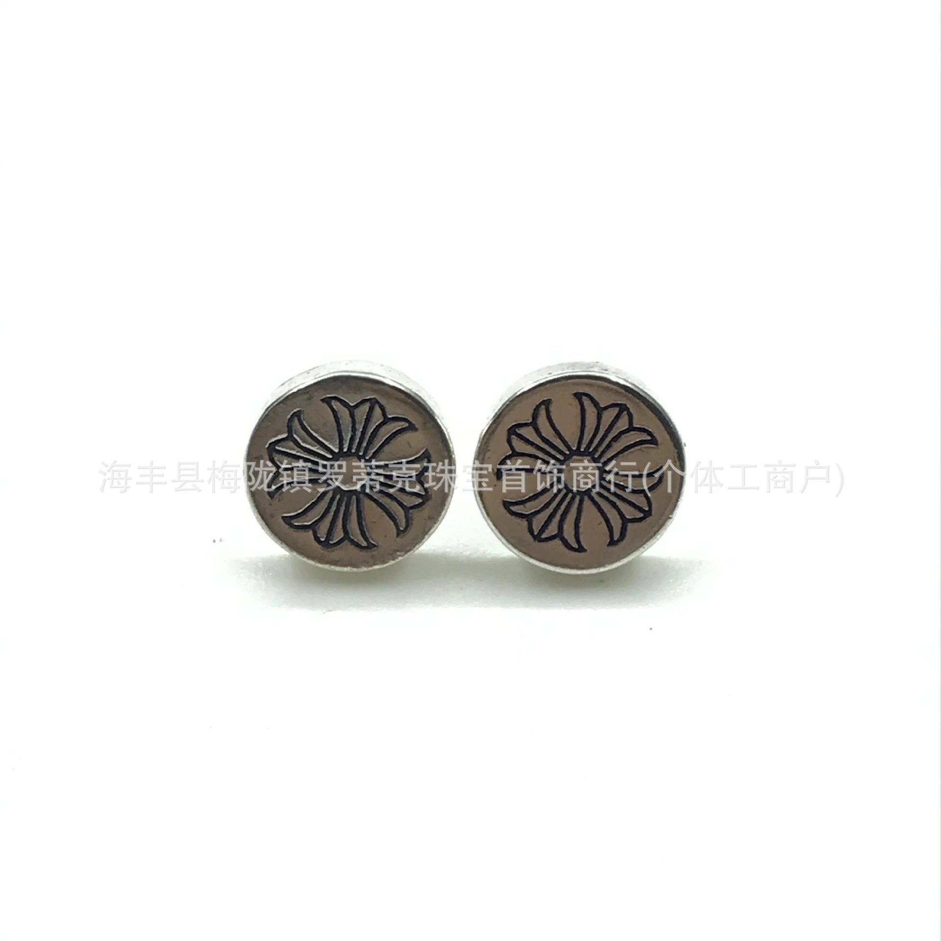 Design Floral Scroll Stud Earrings Silver Jewelry - 4