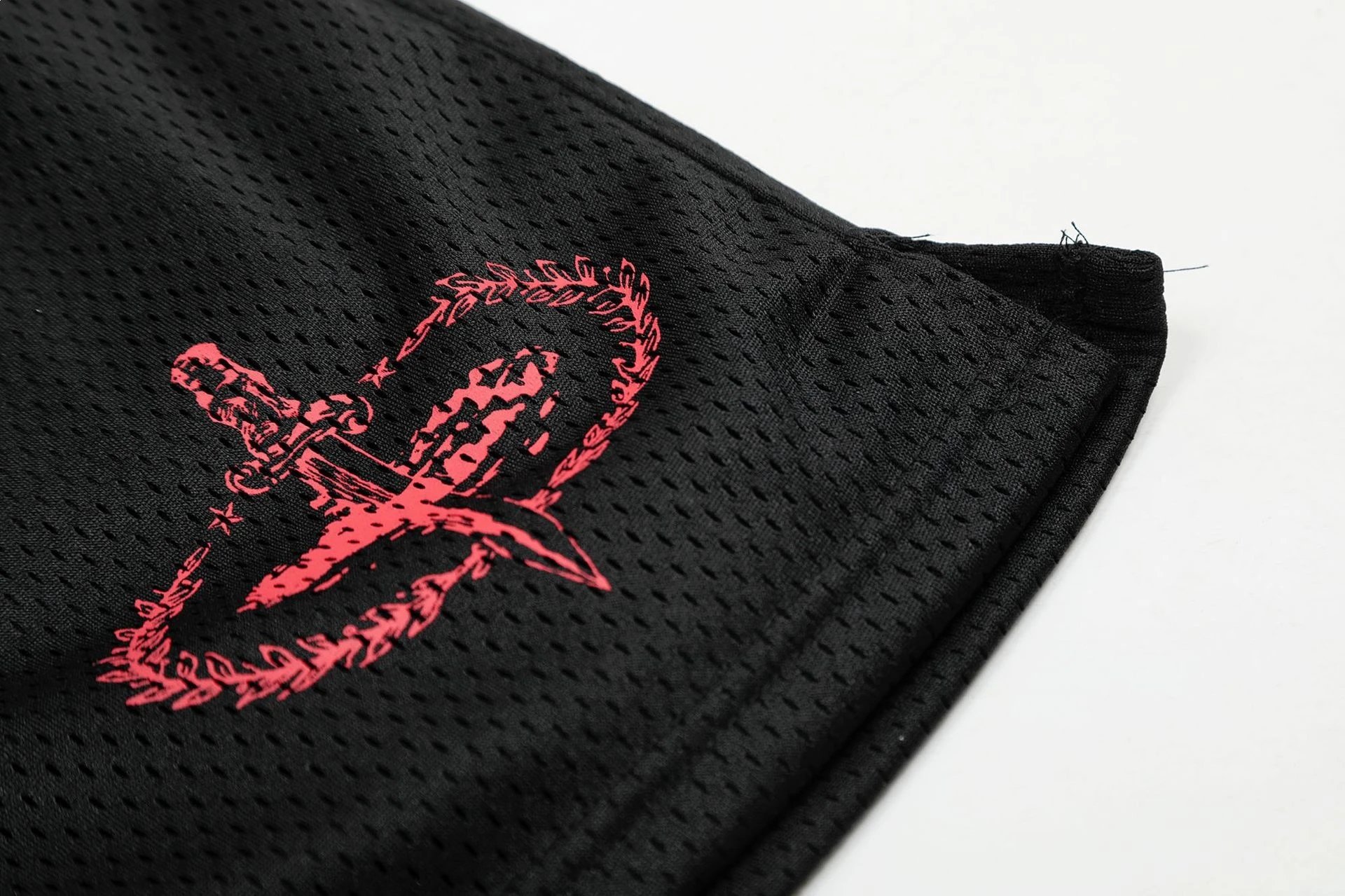 Design Mesh Shorts Black with Red '21' and Sword Emblem - 11
