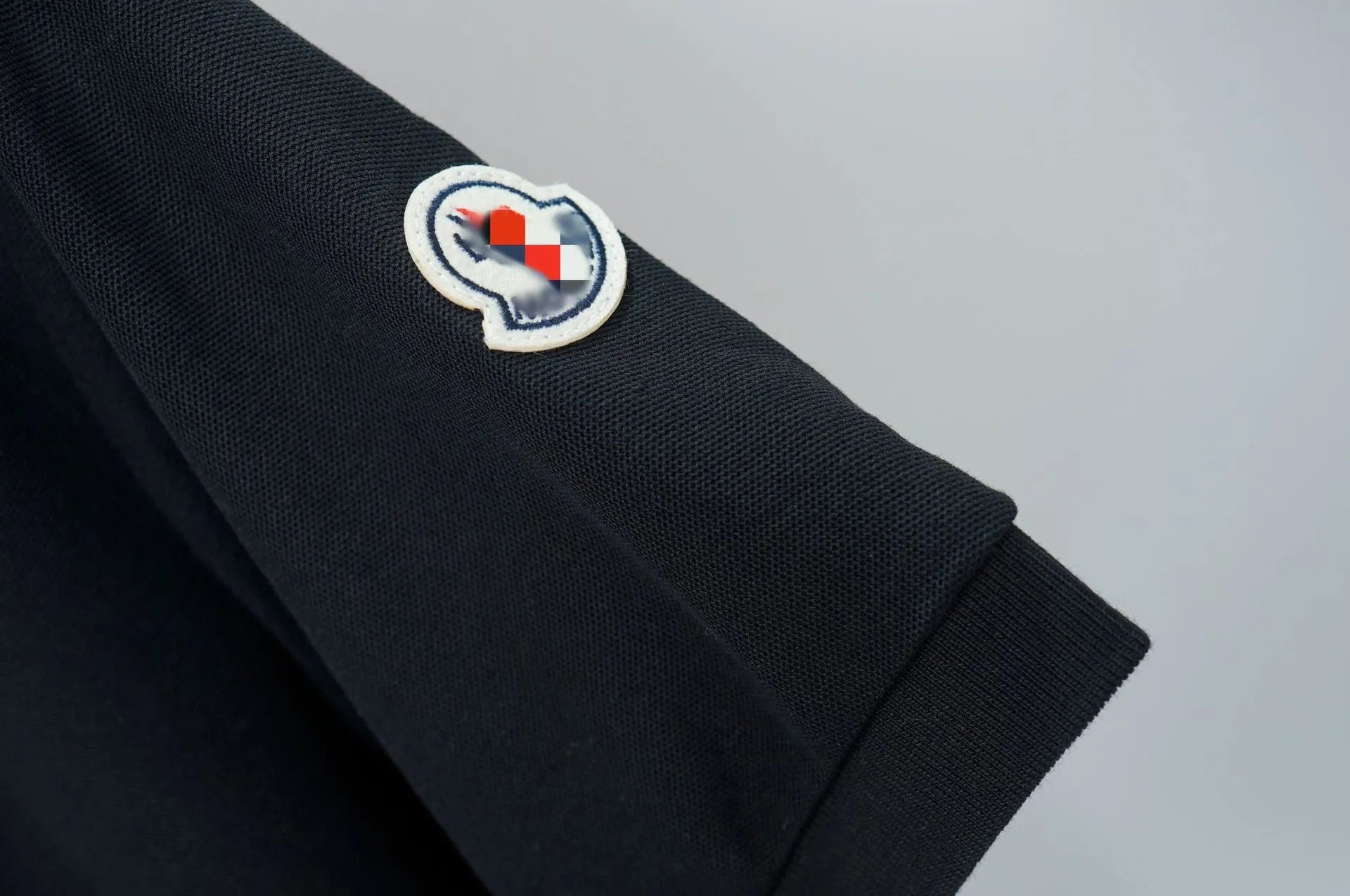 Moncler Polo Shirt Black with Tricolor Trim - 7