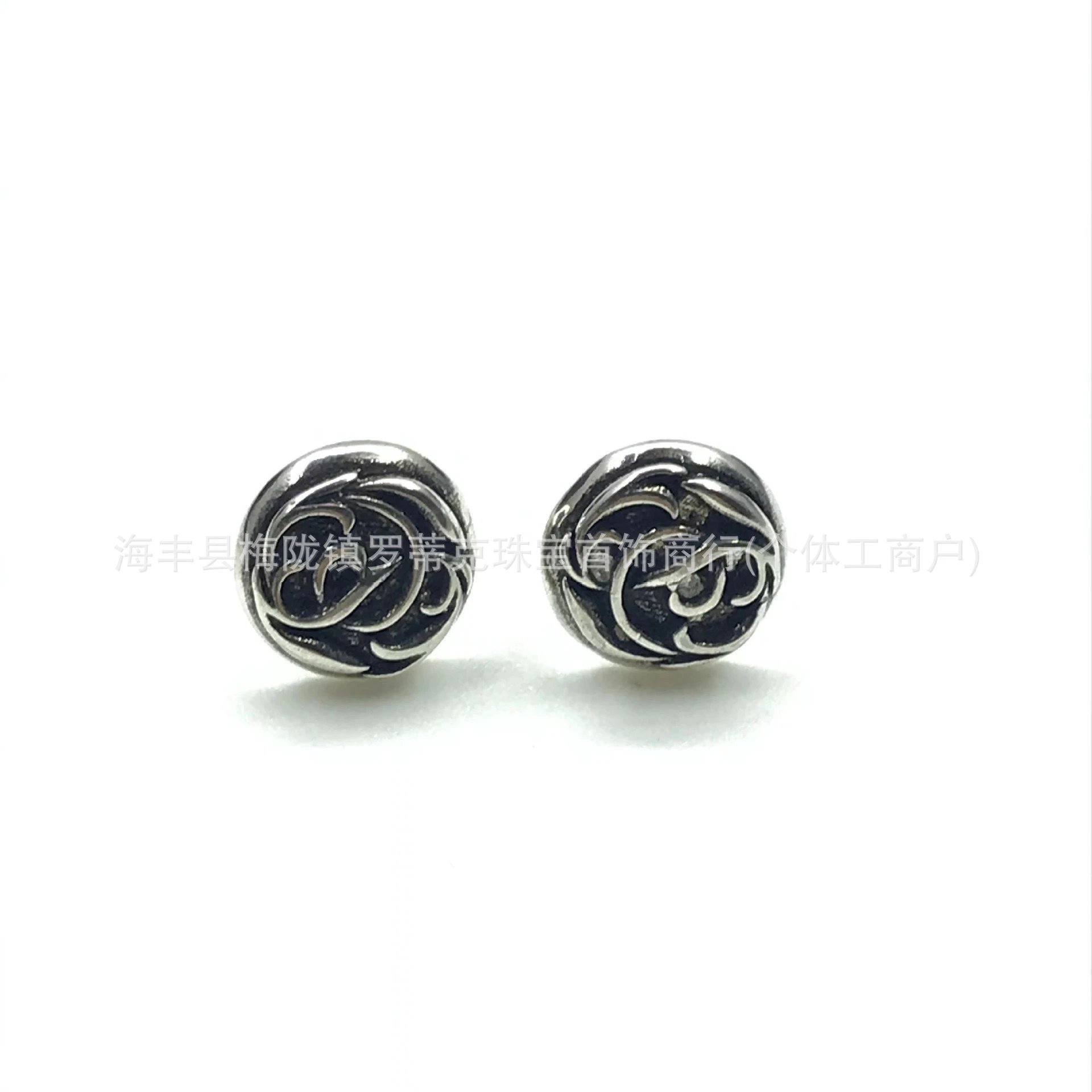 Design Floral Scroll Stud Earrings Silver Jewelry - 24