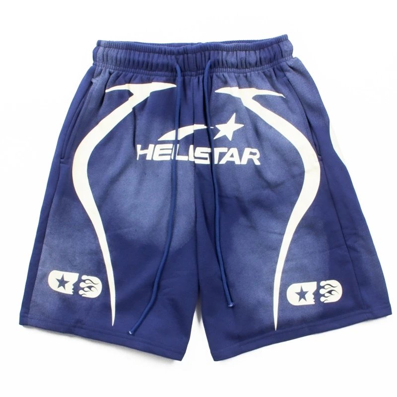 Hellstar Graphic Print Neon Green Drawstring Shorts - 8