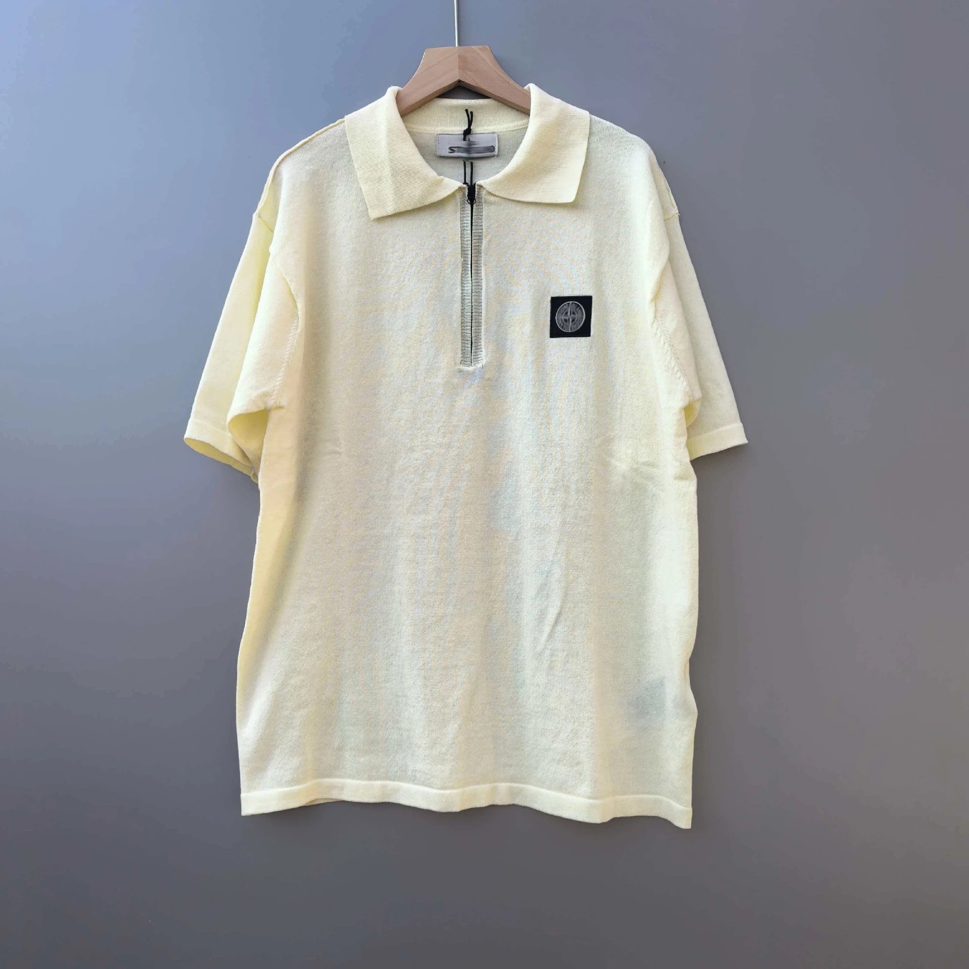 Stone Island Knit Polo Shirt Pale Yellow Tops Polo - 6