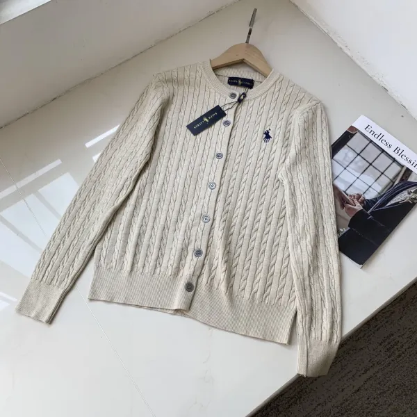 Polo Ralph Lauren Cable Knit Cardigan Beige Sweater - 1